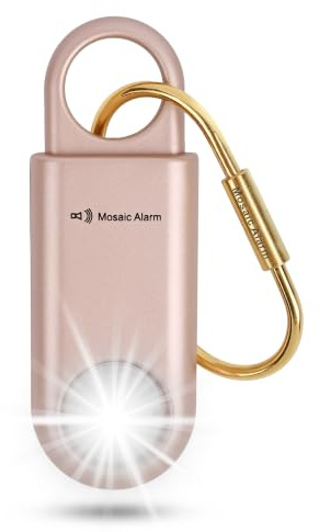 130 dB Taschenalarm für Frauen - mit Ultrahellem Stroboskoplicht | Laute Personenalarm SOS-Notfall-Schlüsselanhänger-Sirene für Studenten und Nachtläufer. Wander-Alarm & Bärenabwehr. Roségold