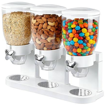 LUPATDY 3er Pack Müslispender 2L, Aufbewahrungsbox Küche Organizer mit Deckel, Cereal Dispenser für Müsli, Kaffeebohnen, Trockenlebensmittel, Süßigkeiten, Reis, Getreide(Weiß)