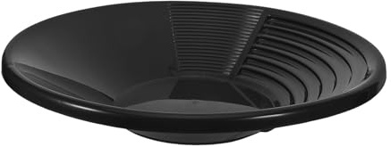 Kisangel Batée de Prospection Aurifère en Plastique Noir avec Rainures Profondes, Outil Léger pour Tamisage Manuel, pour Débutants et Prospection en Rivière ou Jardin, Matériel Solide