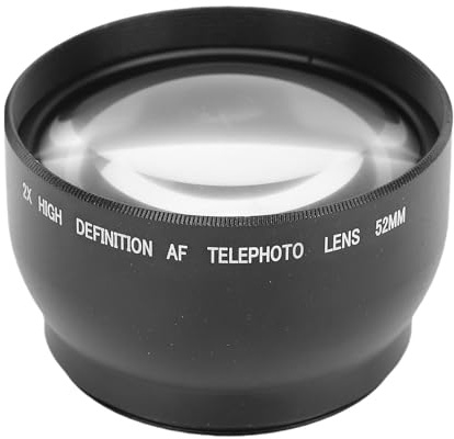 RASTKY HD 52mm 2X Magnification Teleconverter Lens Scratchproof Durable Design Easy to Install for Photography Enthusiasts Aluminum Alloy