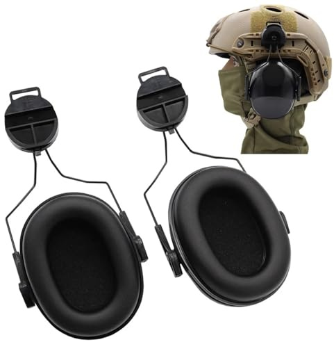 Anti-Lärm Taktische Jagd Gehörschutz SCHNELLE Helmmontierte Version Ohrenschützer Gehörschutz Schalldicht for Schießen(1 Pair BK)