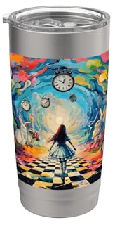 Alice im Wunderland Trippy Zeitmesser Doppelwandiger Edelstahl-Thermobecher