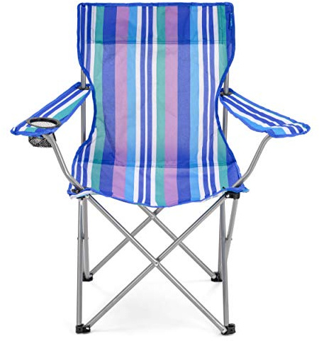 Yello Folding Camping Chair, Blue/Purple Stripe, 85 x 81 x 48 cm