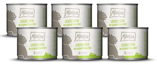 MjAMjAM - Premium Nassfutter für Katzen - leckeres Rind an gedämpftem Kürbis, 6er Pack (6 x 200 g), getreidefrei mit extra viel Fleisch
