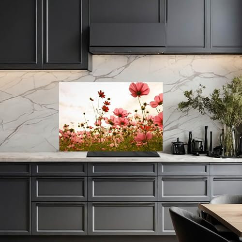 banjado Küchenrückwand Glas ohne Bohren 75x50cm – Glasrückwand Küche mit Motiv Schmuckkörbchen/Spritzschutz Küchenrückwand Glas/selbstklebende Küchenrückwand Platte - magnetisch & beschreibbar