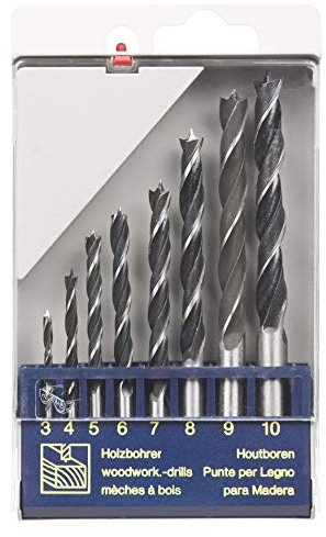 UK Drills Machine Wood Drill Bit Set 8 Pieces from 3mm to 10mm Woodworking