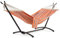 VonHaus Hammock with Stand - Freestanding 1 Person Striped Hammock Seat with Steel Frame - Polycotton Material & Adjustable Frame for Garden - Travel Bag for Beach, Camping & Outdoors - Orange Stripe