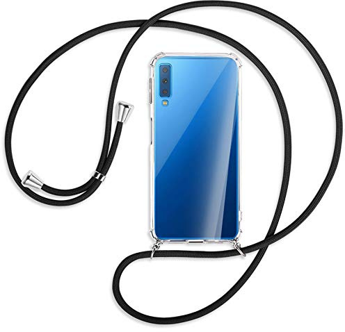 mtb more energy Handykette kompatibel mit Samsung Galaxy A7 2018 (Duos) SM-A750 (FN/DS, 6.0'') - schwarz - Smartphone Hülle zum Umhängen - Anti Shock Full TPU Case
