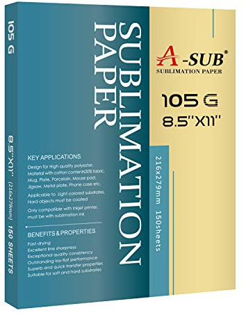 A-SUB Sublimation Paper- 150 Sheets Heat Transfer Paper 8.5x11 inch Compatible with Inkjet Sublimation Printer 105g