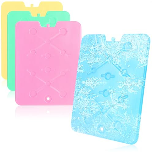 com-four® 4X Extra Flacher Kühlakku - platzsparend und ideal für Kühlbox und Kühltasche - Großes Kühlelement - EIS-Akku (04 Stück - groß)