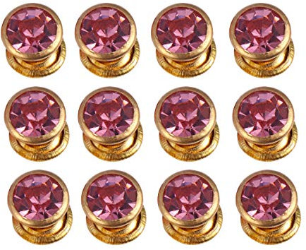 Milisten 100 Stück Strassnieten Nieten Punk Diamond Spikes Nieten für Ledergürtel Handtasche Lederdekoration (Rosa Diamant mit Goldenem Rand)