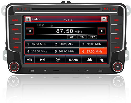 AWESAFE Wince 6.0 Autoradio 2 Din per VW Volkswagen Golf 5 6 Polo Passat Skoda Seat Tiguan, 7 Pollici con GPS Navigatore Car Radio Supporta la funzione Comandi al volante BT CD DVD SD USB RDS