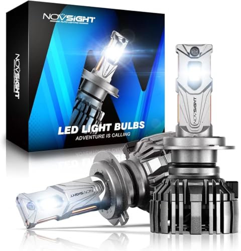 NOVSIGHT H7 LED Headlight Bulbs - 140W 30000LM 6500K White, Super Bright Mini Design, IP68 Waterproof, Pack of 2