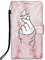 DiaryTown Hülle Kompatibel mit Xiaomi Redmi 9A Leder Handyhülle mit Silikon Case Stoßfeste Hülle PU Leder Flip Handytasche mit Kartenfach Schutzhülle Ledertasche Wallet Case, Liebe/Rose