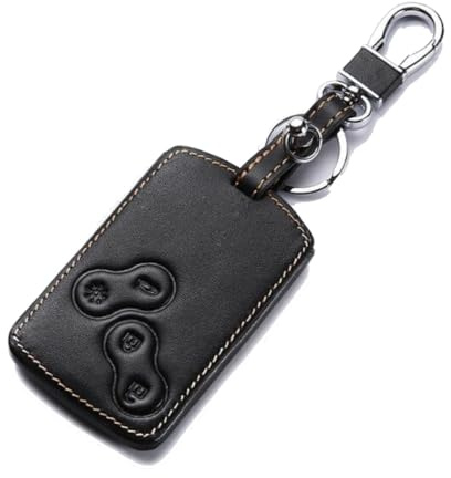 Qirc Porte-clés voiture en cuir pour Renault Clio Scenic Megane Duster Sandero Captur Twingo Koleos porte-clés Smart Car Key (ligne brune)