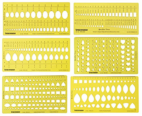 Traceease Schmuck,Design-Vorlage Zeichenwerkzeuge Edelstein Schmuck Schablone Mehr Größe- Packung Mit 6 Stück