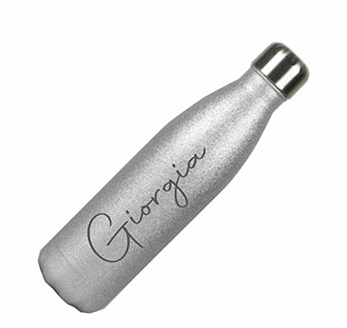 Borraccia personalizzabile modello glitter termica in acciaio INOX da 500 ml (Argento glitter)