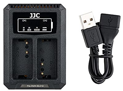 JJC USB Dual Battery Charger adapter for Panasonic DMW-BLC12 / Sigma BP-51 / Leica BP-DC12 Digital Camera Battery