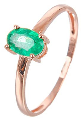 Bishilin Anello Fidanzamento Oro rosa 18k, Anelli Fedina Donna Ovale Smeraldo, Rosa Oro Verde 11