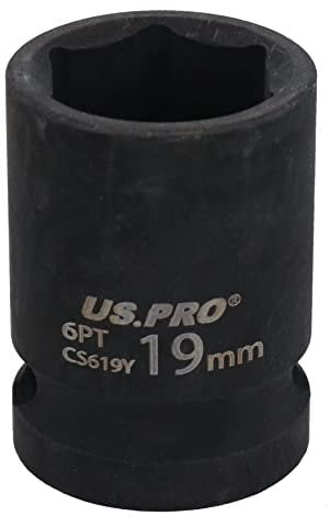 19mm Metric Shallow Impact Impacted European Style Socket 1/2 Drive 6 Sided