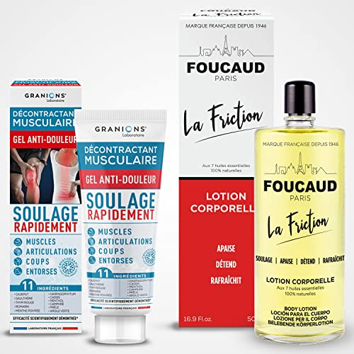 FOUCAUD/GRANIONS - LOT Friction de FOUCAUD aux huiles essentielles et Granions DECONTRACTANT MUSCULAIRE GEL anti-douleur Soulage les douleurs articulaires, musculaires et post-traumatique