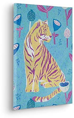 Komar Keilrahmenbild im Echtholzrahmen - Vegan Tiger - Größe 30 x 40 cm - Wandbild, Kunstdruck, Wanddekoration, Design, Wohnzimmer, Schlafzimmer