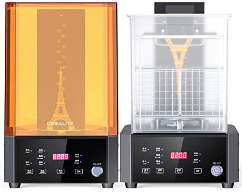 Offizielle Creality UW-01 2 in 1 Wasch- und Aushärtungsmaschine mit Rotationsbehälter oder LCD/DLP/SLA-Harz-3D-Druckermodellen 7,42 x 6 x 7,8 Zoll, Transparent, Sichtbar