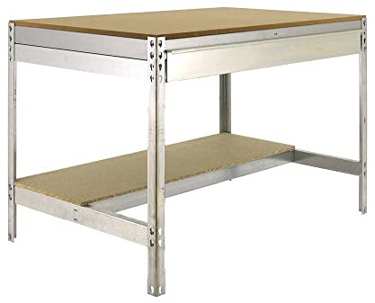 PROREGAL Werkbank Buffalo mit Schubfach | HxBxT 84x120x61cm | Traglast 600kg | Verzinkt Werktisch Arbeitstisch Werktisch Arbeitsbank