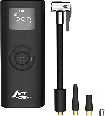AGT Professional Akkupumpe: Ultrakompakte Akku-Kompressor-Luftpumpe, 150 psi, 4.000 mAh, 35 W (Fahrradkompressor, Ballpumpe, Elektrische)
