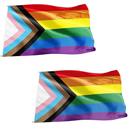 Regenbogenfahne, Lebendige Farbe Homosexuell Flagge, 2 Stücke,90 x 150 cm，Kann Drinnen und Draußen Verwendet Werden