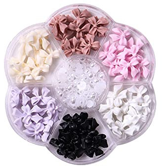 Junhasgood Zubehör Nagelmodellage Bow-Knot Nail Stud Strass Kristall, 3D Bow-Knot Bunte Nail Charms Set für Nail Stones Design DIY Dekoration Nagel Pads (QGMH-010, One Size)