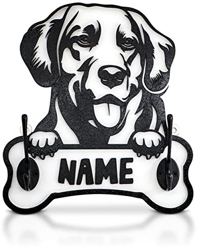 Munera Design - Golden Retriever - Schlüsselbrett, Hakenleiste, Schlüsselhaken, Hundeleinen-Halter - Personalisiert Hundename - 23cm Breite