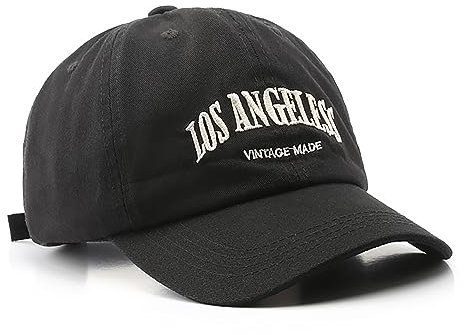 Los Angeles Hat Distressed Vintage Bestickte Basebal Cap für Damen und Herren, Schwarz, M/L
