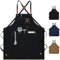 Aprons for Women Men, Cotton Canvas Chef Apron with Adjustable Strap & Large Pockets, Cross Back Work Aprons for Kitchen Cooking, Baking, Gardening, Painting, Artist, One Size Fits All (Black)
