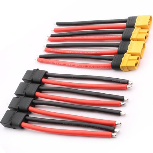 VISSQH (8Stück) 4 Paar XT60H stecker Kabel XT60 Männlich Weiblich Stecker mit Kabel 100mm 12AWG Silikon Draht,XT60H stecker buchse für RC Lipo Akku (Gelb/Schwarz