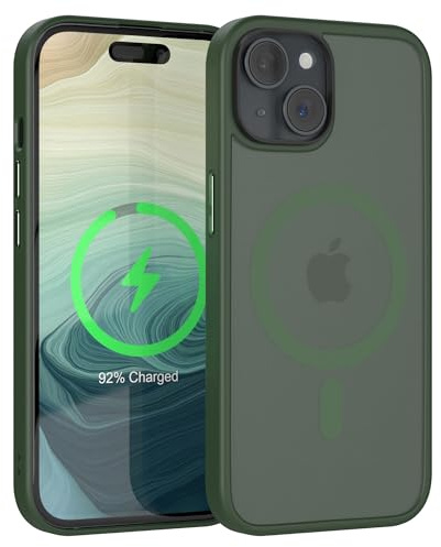EAZY CASE Ultra Schutz Outdoor Hülle kompatibel mit iPhone 15 kompatibel mit Qi-Charging, hochwertige Schutzhülle mit Aufprallschutz, Stoßfest, Kratzfest, Handyhülle mit Kameraschutz, Nacht Grün