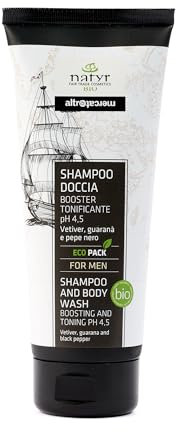 NATYR - Duschshampoo Herren - Vetiver, schwarzer Pfeffer und Guarana -200 ml - Bio