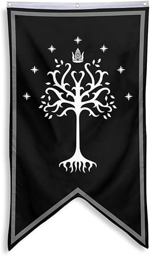 Aihccy Gondor-Flagge, Baum des Gondor, Banner, Flagge, Banner, Männerhöhle, Schlafzimmer, Zuhause, Büro, Party, Dekoration, 76,2 x 127,7 cm, Schwarz