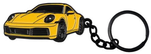 BIHEE Porte-Clés Compatible Avec Porsche 915, Mini Accessoires de Porte Clé de Voiture en Métal pour Cadeau,Jaune