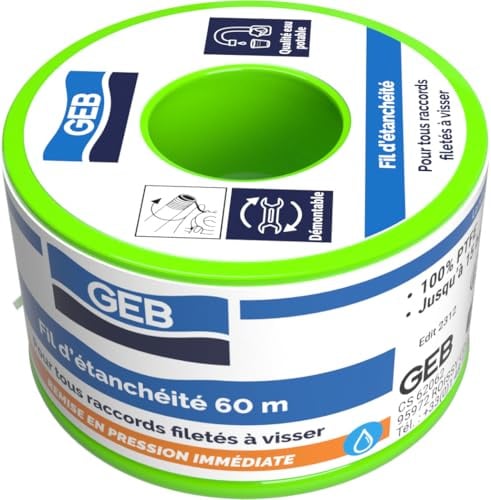 GEB Dichtdraht, 100% PTFE, für alle Schraubverbindungen – Spule 60 m