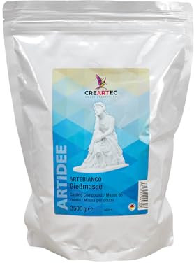 CREARTEC Artebianco Gießmasse weiß, lufttrocknend, Modelliermasse, Bastelmasse, für DIY Projekte, Kreativität, Skulpturen, Figuren, formbar, einfach zu verwenden 3.500 g