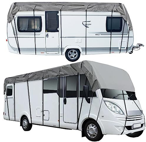 MRWiZMS Bache caravane, Bache de Protection Camping Car, Tissu Non tissé Gris de Haute qualité, à l'eau et à la poussière, Housse universelle pour caravane (L800 x W300cm(L314 x W118in))