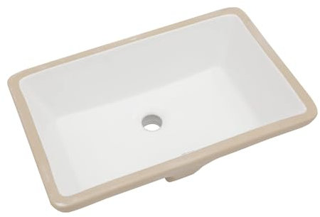 Sarlai Rechteckige Unterbauspüle – 53,3 x 33 cm, moderne weiße Keramik, Waschtisch-Waschbecken mit Überlauf, Innenschüsselgröße 48 x 30 x 12 cm