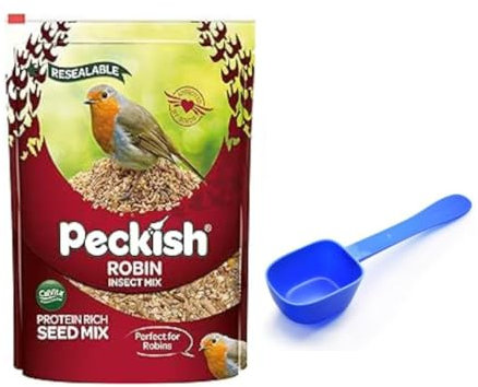 Peckish Robin Bird Seed and Insect Mix, brown with scoop (1 KG)
