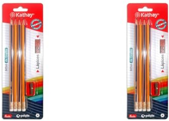 Kathay 86233100 Bleistifte HB Graphit mit Radiergummi + Bleistift (Packung mit 2)