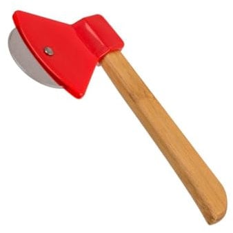 Wisafory Pizza Cutter Stainless Steel Funny Pizza Roller Manual Pizza Knife in Axe Shape Pizza Cutting Knife with Wooden Handle Pizza Cutter for Cutting Pizza Waffles Pancakes Red