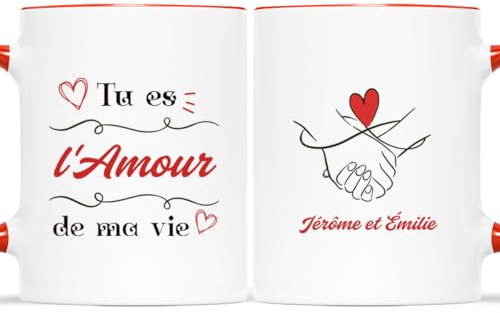 Cadeau Plus Mug Personnalisé Prénom - Tu Es l'Amour de Ma Vie - Cadeau Amour, Cadeau Couple Amoureux, Cadeau Couple Personnalisé, Tasse Couple Personnalisable, Tasse Amour, Mug Amour