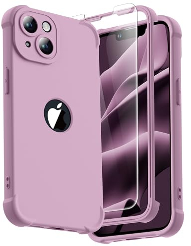 ORETECH für iPhone 14 Hülle Silikon mit Schutzfolie,Schwarze Johannisbeere | Militärschutz Stoßfest Kratzfest Handyhülle für iPhone 14, Vollständiger Kameraschutz, Vorne und Hinten Schutz Case