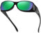 DUCO Herren und Damen Sonnenbrillen Polarisiert Unisex Brille UV400 Schutz Wrap Around Blendschutz Überbrille für Brillenträger Fit-over Polbrille (M Größe Schwarz Rahmen Revo Grün Linse)