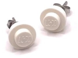 handgefertigter Ohrstecker SINGLE aus Bricks in weiß